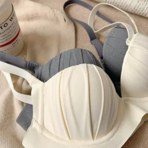 2024 New Pleated Bras Push Up Bra Small Chest No Steel Ring Wirelss Soft Bra Solid Color Sweet Seamless Bra - Image 4