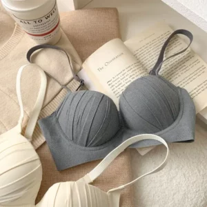2024 New Pleated Bras Push Up Bra Small Chest No Steel Ring Wirelss Soft Bra Solid Color Sweet Seamless Bra - Image 5