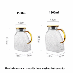 1.8L/60oz Glass Water Jug with Handle and Lid Refrigerator Water Jug for Cold and Hot Water Iced Tea Juice Coffee Milk Beverages - Image 4