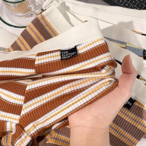 New Men's Underpants Cotton Men's Boxer Shorts Large Size Mid-Waist Striped Summer Breathable Boys Four Corner Pants Pants Pants - Image 4