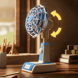 Portable Vintage Mini Desktop Fan Low Noise With Built-in Battery Easy Charging 3 Fan Wind Speeds Adjustable Angle For Home - Image 3