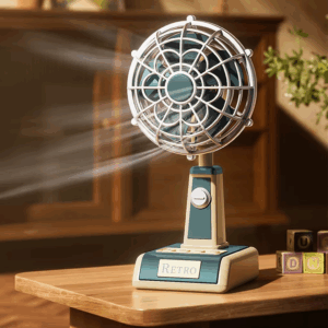 Portable Vintage Mini Desktop Fan Low Noise With Built-in Battery Easy Charging 3 Fan Wind Speeds Adjustable Angle For Home - Image 2