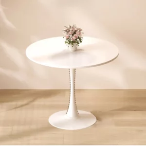 Round White Tulip Table, Modern European Coffee Table, Minimalist Balcony Bistro Table, Small Dining Set for Cafés - Image 4