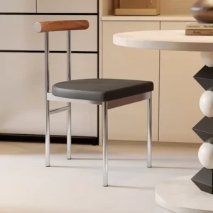 Retro Luxury Dining Chair Nordic Solid Wood Metal Living Room Bedroom Vanity Chair Furniture Back Simple Modern Design Decor - Image 3