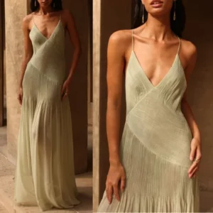 New Fashion Hot Selling Spring and Summer New Pleated Suspender Comfortable Dress INS Casual Vacation Loose Dress - Image 1