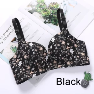 Women Flower Print Seamless Bra Sexy Lingerie Floral Push Up Bras One-Piece Underwear - Image 3