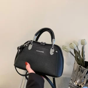 2025 Women's Adjustable PU Crossbody Bag Minimalist Litchi Pattern Candy Color Shoulder Purse Metal Decor Fashion Handbag - Image 2