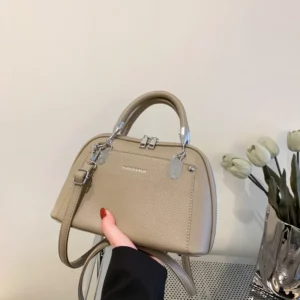 2025 Women's Adjustable PU Crossbody Bag Minimalist Litchi Pattern Candy Color Shoulder Purse Metal Decor Fashion Handbag - Image 3