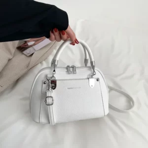 2025 Women's Adjustable PU Crossbody Bag Minimalist Litchi Pattern Candy Color Shoulder Purse Metal Decor Fashion Handbag - Image 4