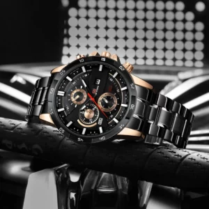 Top Men Watch Sports Style 46mm Large Leather Racing Style Casual Fashion Original Black Rose Gold Calendar Quartz Watch Relogio - Image 3