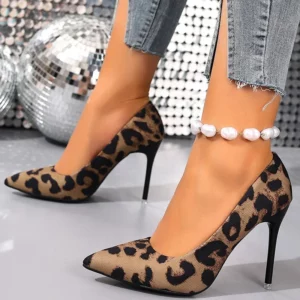 Sexy Leopard Super High Heels Pumps for Ladies Plus Size Pointed Toe Thin Heels Shoes Women Comfort Slip-On Party Pumps Mujer - Image 1