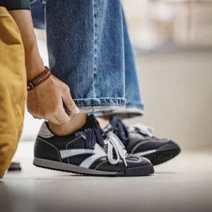 Maden Men's Casual Dual Lace-Up German Trainers Shoes Navy Blue Splice Sneakers Classic Low-Top Sporty Jogging Shoes for Walking - Image 4