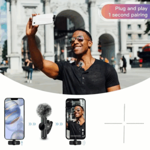 Wireless Lavalier Microphone With Windproof Cover Audio Video Recording Mini Mic For iPhone Android Mobile Phone Microphone - Image 4