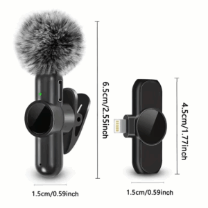 Wireless Lavalier Microphone With Windproof Cover Audio Video Recording Mini Mic For iPhone Android Mobile Phone Microphone - Image 5