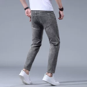 Ankle length pants Skinny Tight Fashion Men Slim Fit Jeans Stretch denim Casual Small Legs new Men's Pencil cropped 9 Points - Image 3