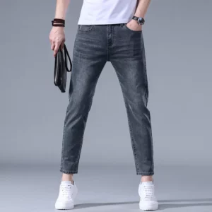 Ankle length pants Skinny Tight Fashion Men Slim Fit Jeans Stretch denim Casual Small Legs new Men's Pencil cropped 9 Points - Image 4