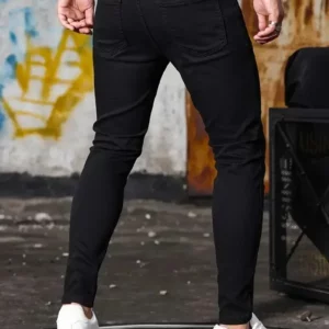 Men Jeans Stretch Skinny Denim Pants Solid Color Black Blue Spring Luxury Street Harajuku Hip-Hop Style Slim Fit Trousers Brand - Image 2
