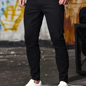 Men Jeans Stretch Skinny Denim Pants Solid Color Black Blue Spring Luxury Street Harajuku Hip-Hop Style Slim Fit Trousers Brand - Image 4