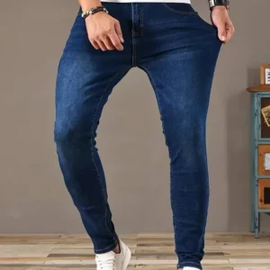 Men Jeans Stretch Skinny Denim Pants Solid Color Black Blue Spring Luxury Street Harajuku Hip-Hop Style Slim Fit Trousers Brand - Image 5