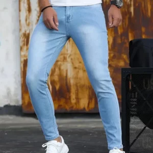 Men Jeans Stretch Skinny Denim Pants Solid Color Black Blue Spring Luxury Street Harajuku Hip-Hop Style Slim Fit Trousers Brand - Image 6