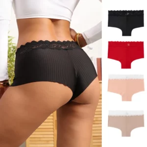 TrowBridge Women's Panties Seamless Silk Satin Underwear Lace Hollow Out Woman Boxers Breathable Lingerie Cozy Sports Boyshorts - Image 3