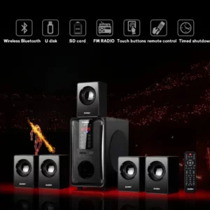 5.1 Intelligent Home Combo Theater Bluetooth Speaker Wooden Subwoofer 3D Surround Sound Memory Play FM Radio with Remote Control - Image 2