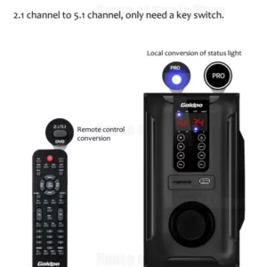 5.1 Intelligent Home Combo Theater Bluetooth Speaker Wooden Subwoofer 3D Surround Sound Memory Play FM Radio with Remote Control - Image 5