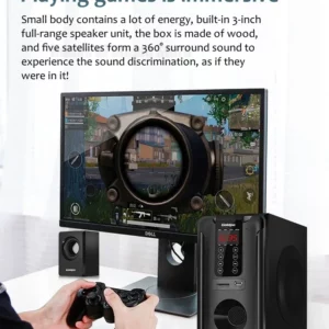 5.1 Intelligent Home Combo Theater Bluetooth Speaker Wooden Subwoofer 3D Surround Sound Memory Play FM Radio with Remote Control - Image 6