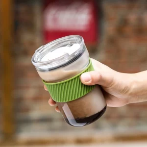 460ml Coffee Mug Ins Style Glass Cup with Lid Transparent Bubble Tea Cup Juice Milk Mocha Cappuccino Cups Breakfast Mug - Image 3