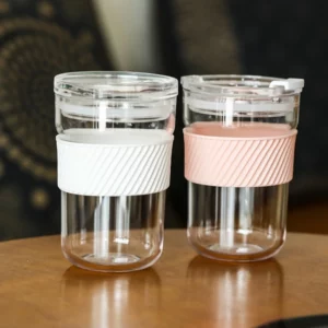 460ml Coffee Mug Ins Style Glass Cup with Lid Transparent Bubble Tea Cup Juice Milk Mocha Cappuccino Cups Breakfast Mug - Image 4