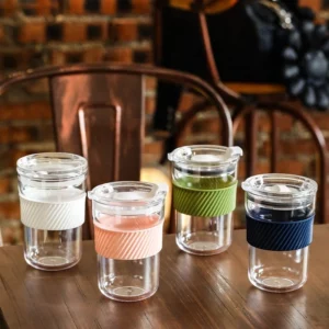 460ml Coffee Mug Ins Style Glass Cup with Lid Transparent Bubble Tea Cup Juice Milk Mocha Cappuccino Cups Breakfast Mug - Image 6
