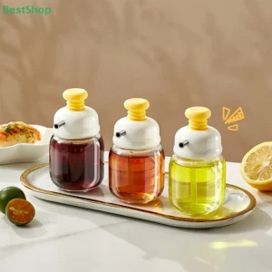♥♥♥Press-top Glass Oil Bottle,Soy Sauce And Vinegar Condiment Bottle,Home Kitchen Spice Metered Oil Control Bottle - Image 2