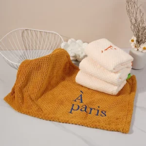 Nordic Hanging Hand Towel Home Embroidery Thickened Coral Velvet Absorbent Small Towel for Kitchen Bathroom Hankerchief - Image 3