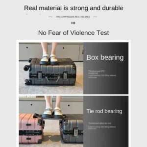 Upgrade New Travel Suitcase 20 inch Carrier 28 inch Large Capacity Suitcase with Silent Brake Wheel Cup Holder USB Charging Port - Image 3