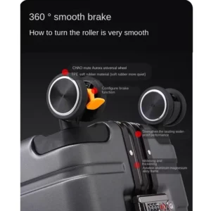Upgrade New Travel Suitcase 20 inch Carrier 28 inch Large Capacity Suitcase with Silent Brake Wheel Cup Holder USB Charging Port - Image 5