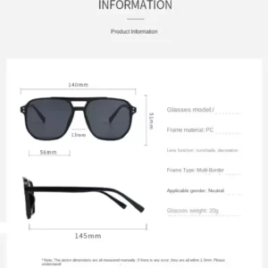 Vintage Men Women Big Sunglasses Men Square Shades Brand Designer Unisex Sun Glasses Black Lense Male Female Sunglasses UV400 - Image 5