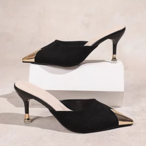 New Women's Slippers High Heel Closed Pointed Toe Shoes Sexy Ladies Heeled Sandals for Women - Image 7