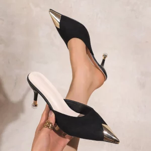 New Women's Slippers High Heel Closed Pointed Toe Shoes Sexy Ladies Heeled Sandals for Women - Image 6