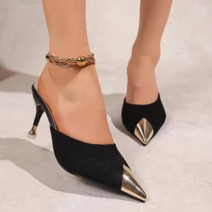 New Women's Slippers High Heel Closed Pointed Toe Shoes Sexy Ladies Heeled Sandals for Women - Image 4