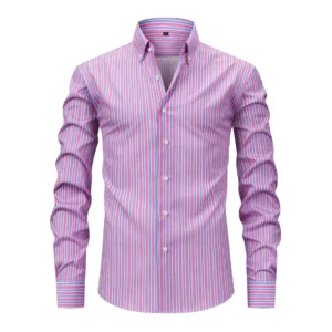 Four-sided Digital Printed Striped Long-sleeved Lapel Men's Shirt High-end Men's Shirt - Image 4