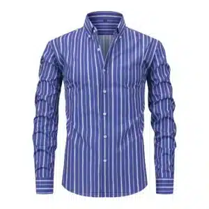 Four-sided Digital Printed Striped Long-sleeved Lapel Men's Shirt High-end Men's Shirt - Image 5