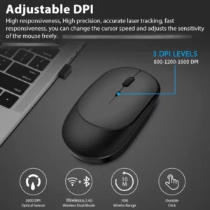 Wireless Mouse Rechargeable Mouse Gamer Dual Modes Bluetooth-compatible 2.4G USB Mice For Laptop Pad Tablet PC Macbook Mause - Image 5