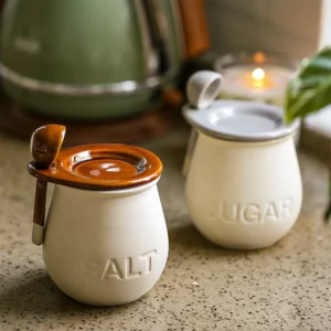 Ceramic Spice Bottle With Lid Home Decoration Kitchen Food Storage Jar Sealed Moisture-proof Salt Shaker White Sugar Shaker Kit - Image 2