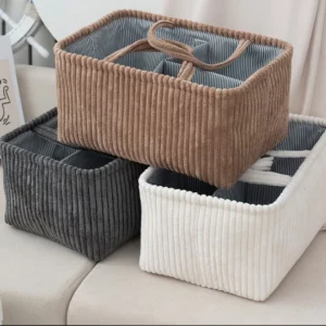 1pc Large Bohemian Storage Basket - Multi-Compartment Organizer for Baby Clothes, Toys & Home Decor - Image 1