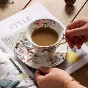 Gold-plated Lace Edge Classical Ceramic Cup&saucer Dining Table Coffee Mug Milk Mugs Afternoon Tea Teacup Fruit Juice Container - Image 2