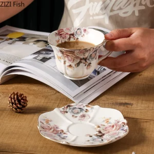 Gold-plated Lace Edge Classical Ceramic Cup&saucer Dining Table Coffee Mug Milk Mugs Afternoon Tea Teacup Fruit Juice Container - Image 5