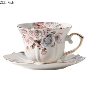 Gold-plated Lace Edge Classical Ceramic Cup&saucer Dining Table Coffee Mug Milk Mugs Afternoon Tea Teacup Fruit Juice Container - Image 6