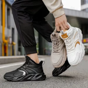 Men's Cotton Shoes 2025 Winter New Outdoor Plush Thicken Warm Shoes Height Increase Non Slip Comfortable Outdoor Casual Sneakers - Image 1