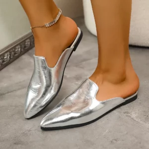 Summer Flat Shoes Women Closed Toe Slippers Slip on Mules Outdoor Sandals New Pointed Toe Light Slippers Causal Slides Women - Image 6