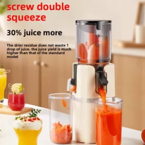2X Squeeze Slow Juicer,Wide Mouth Cold Press Juicer with Pulp Separation,200W Automatic Fruit & Vegetable Extractor for Home Use - Image 4